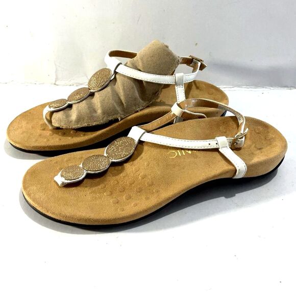 Vionic rest Miami comfort thong sandals festive in white leather casual women 9 - Picture 1 of 6